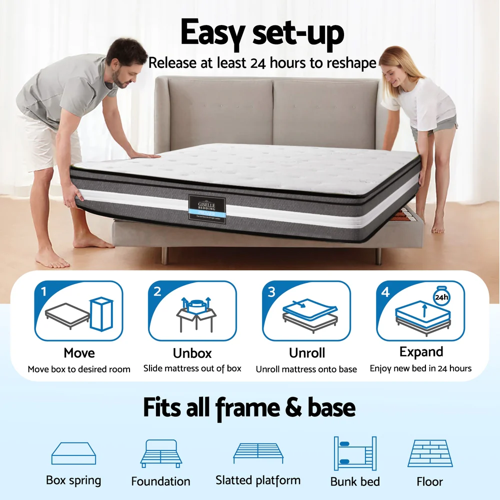 Giselle Bedding 30cm Mattress Gel Foam Pocket Spring King Single