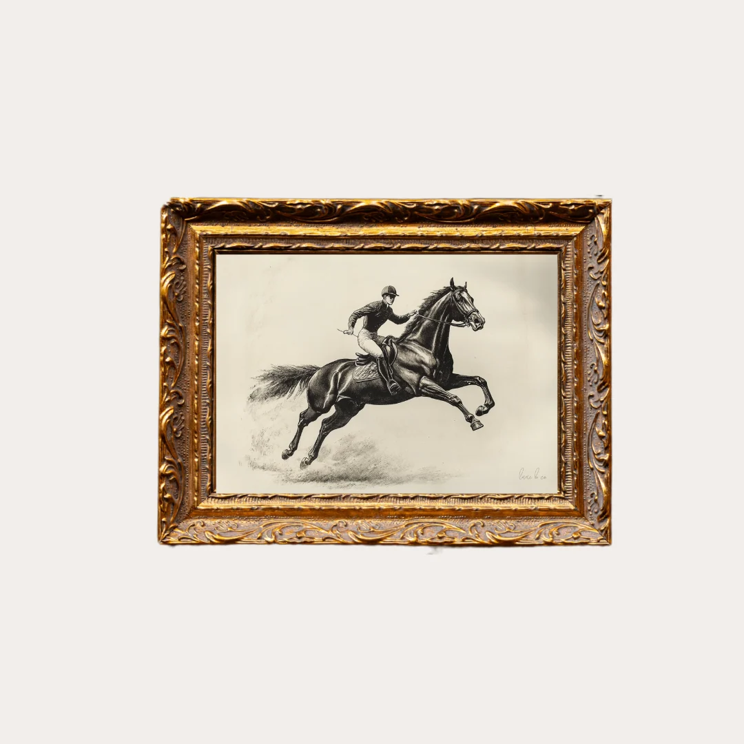Cavalier Horse | French Brass Inspired Gold Mould Framed Art