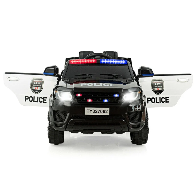 Kids Ride On Police Car 12V Battery Powered Electric Riding Toy Truck Car with LED Siren Flashing Light