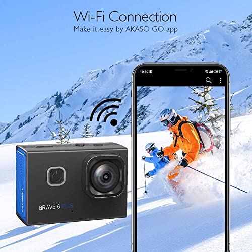 AKASO Brave 6 plus Action Cam 4K 20MP Action Camera WiFi 40M Fotocamera Subacquea Impermeabile EIS Touch Screen con 4x Zoom Controllo Vocale Telecomando Fotocamera Casco con 2 Batterie da 1350mAh : Elettronica