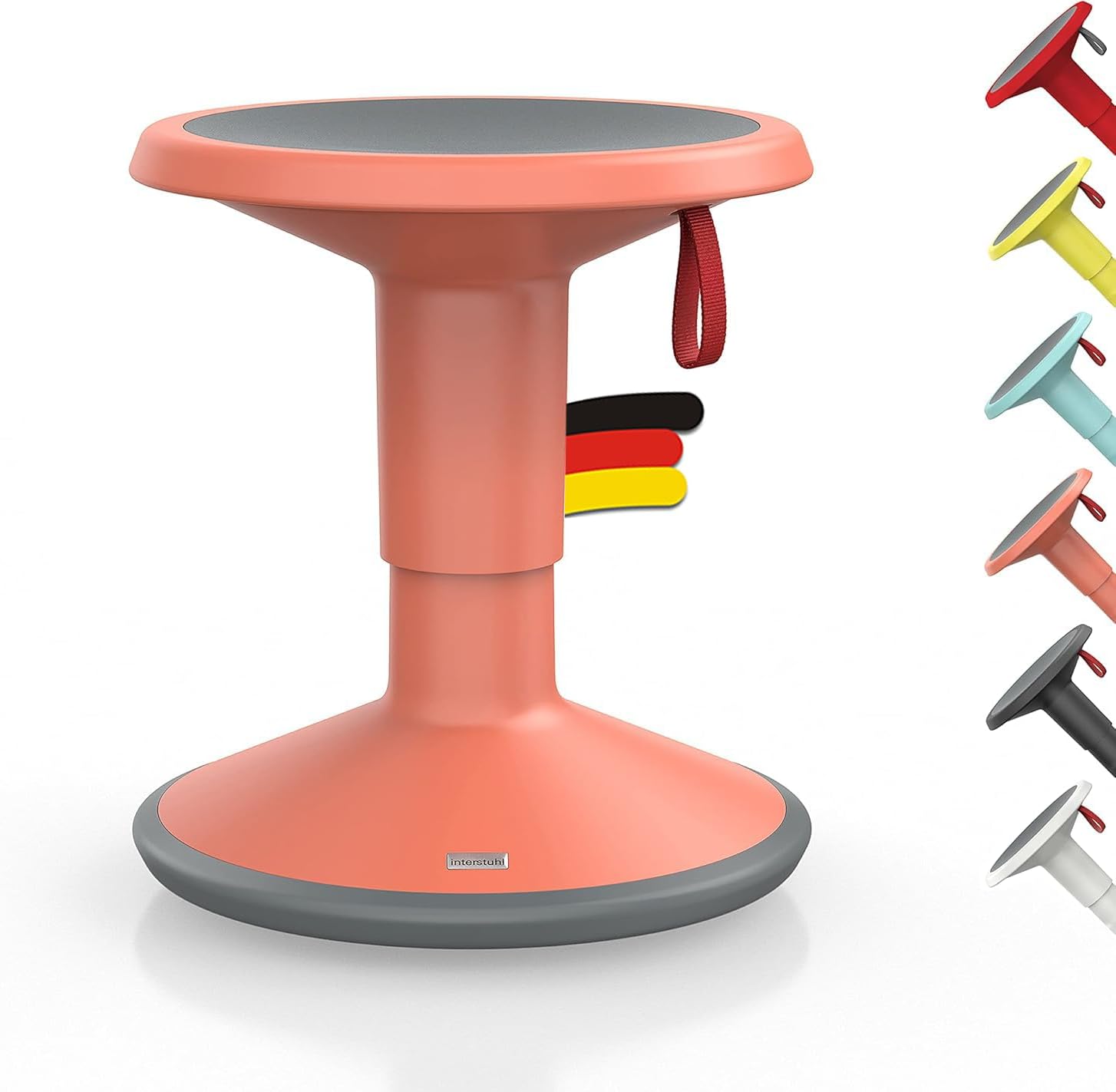 Interstuhl UPis1 - ergonomischer Sitzhocker mit Schwingeffekt - höhenverstellbar - Hocker mit rutschhemmender Standfläche & Kippschutz - Bürohocker (Lachsorange, UP Junior)