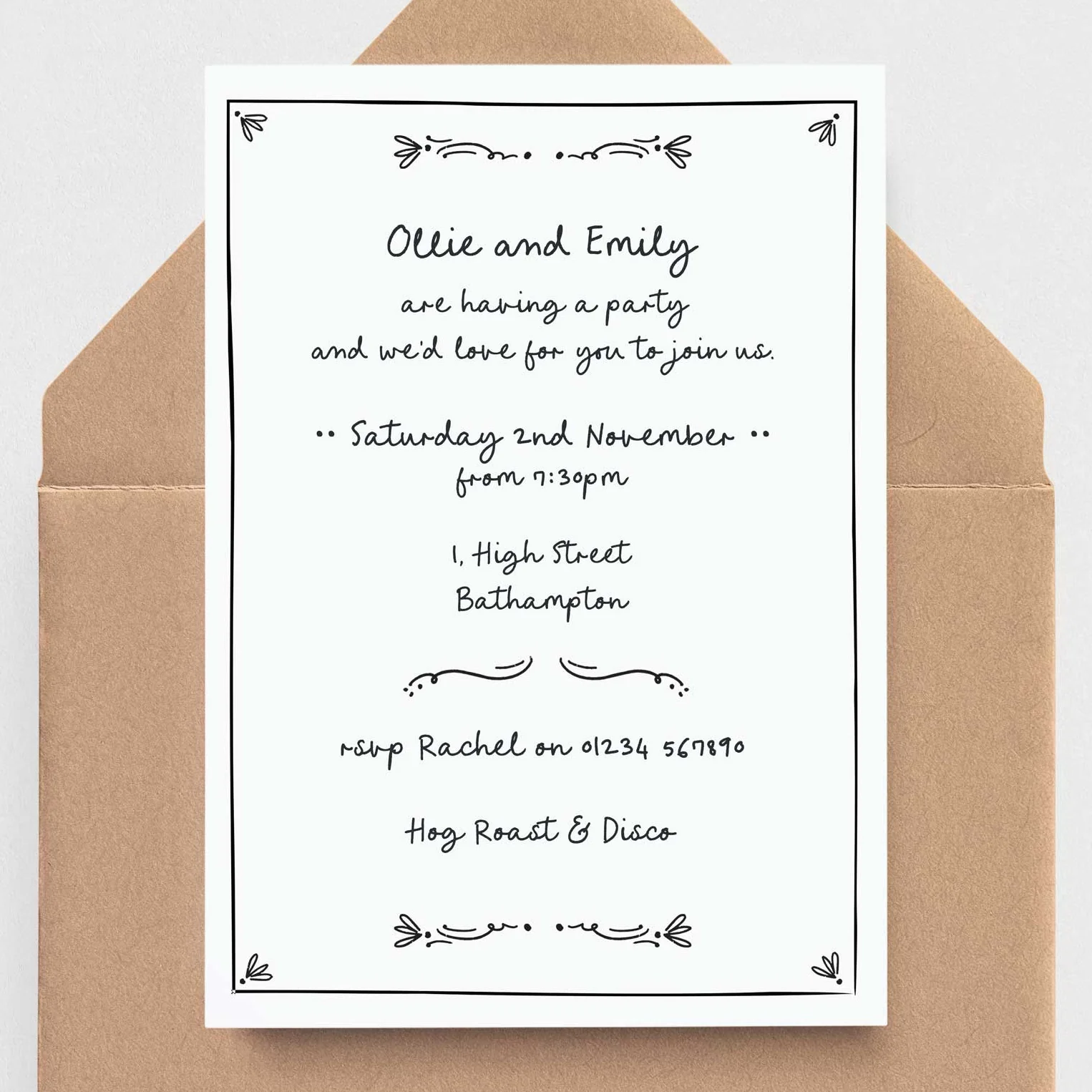 Handwritten Style Party Invitations