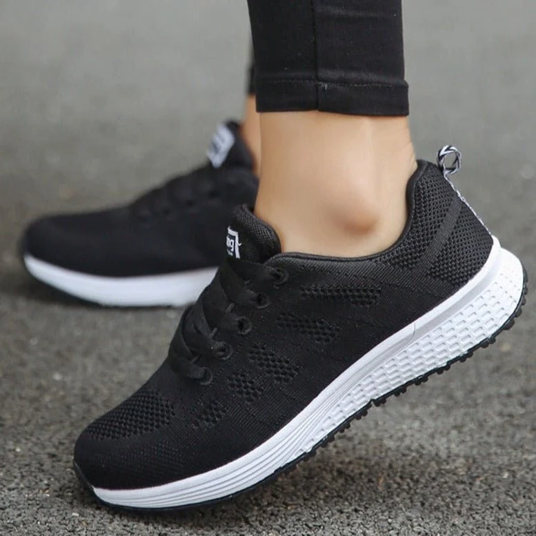 Women��s Breathable Wide-Fit Walking Shoes Lightweight Lace-Up Trainers