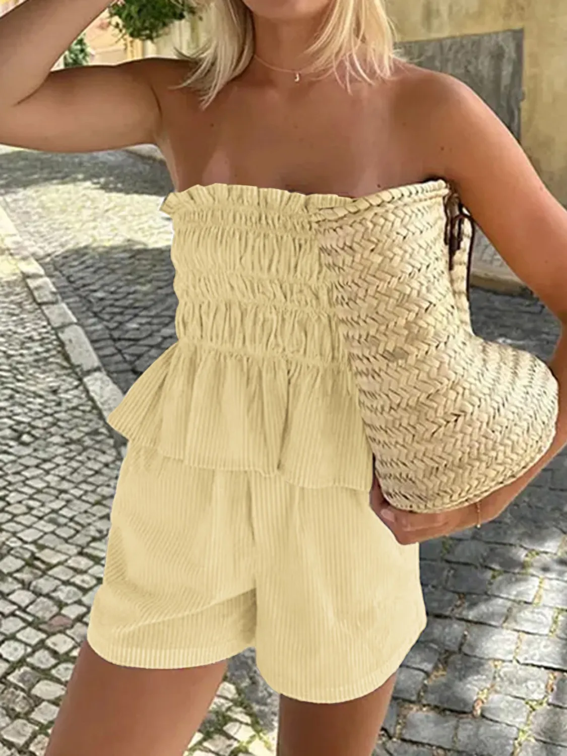 Smocked Tube Top and Shorts Set
