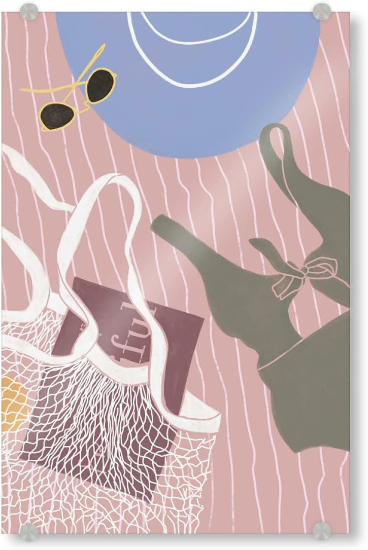 artboxONE Acrylglasbild 90x60 cm Reise Kunga - Am Strand Strandtuch Bild hinter Acrylglas - Bild Strand Beach Bikini