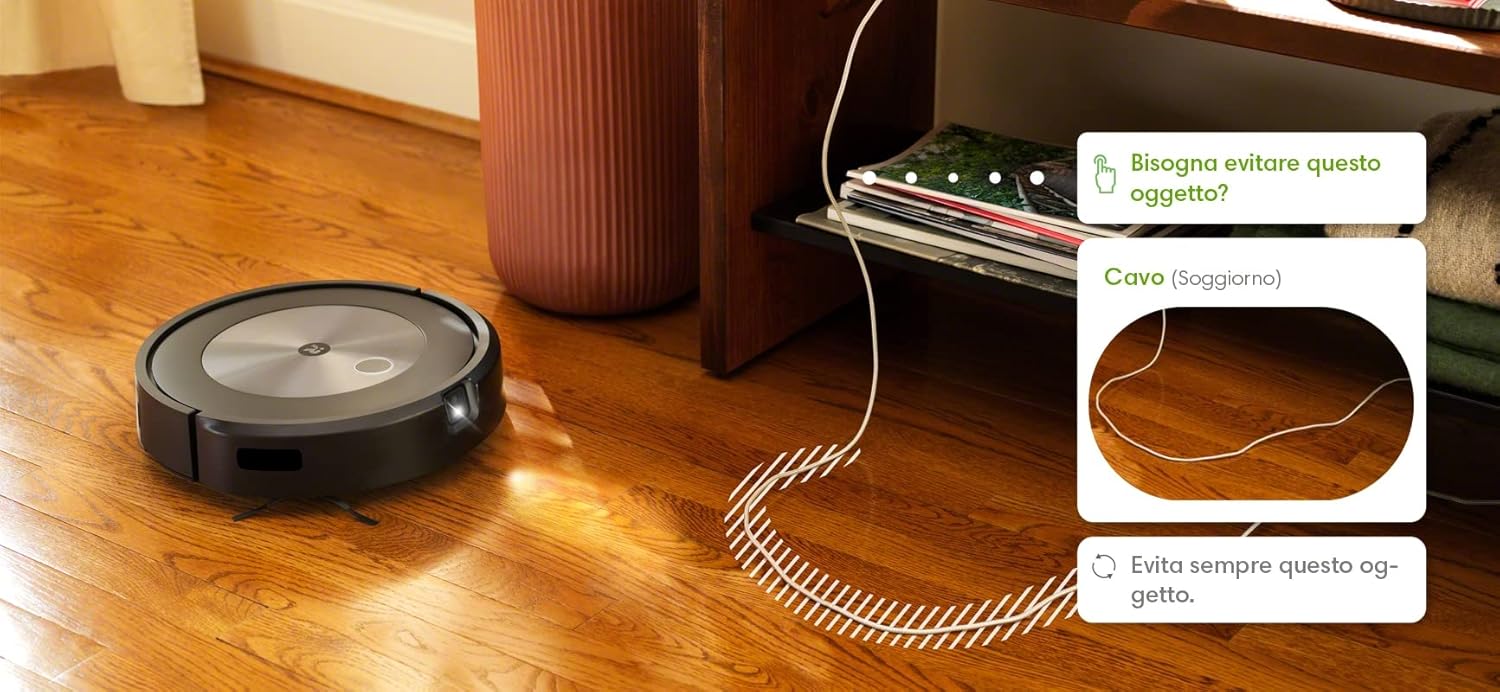 iRobot Roomba J7, Robot Aspirapolvere, Mappatura Intelligente, Rilevamento Ostacoli, Wi-Fi, 2 Spazzole MultiSuperficie, Adatto Animali Domestici, Programmabile con App e Assistente Vocale, Silver