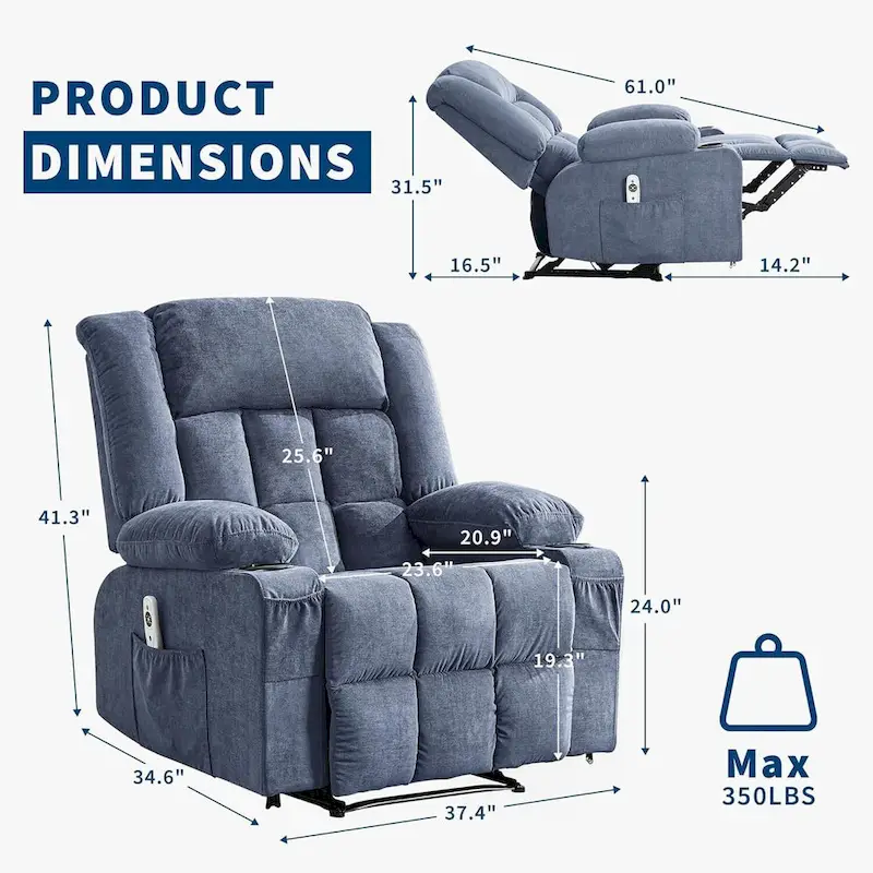 Remote Control Recliner Chair with Heat and Massage