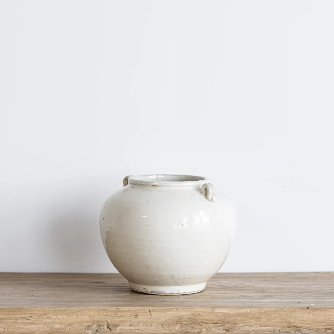 Cream Glazed Vintage Inspired Pot