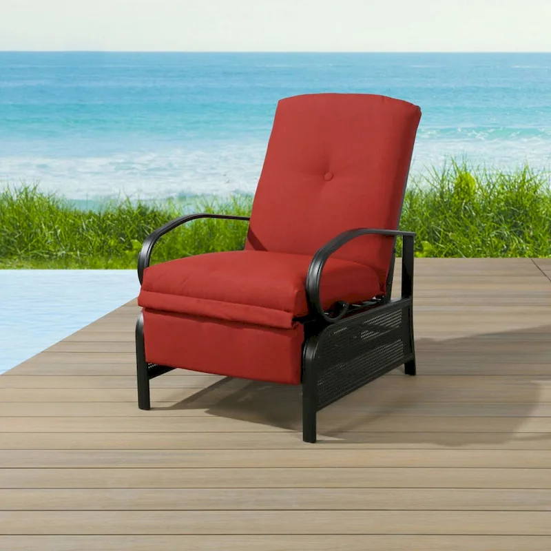 Adjustable Recliner Lounge Chair Patio Lounge Sofa with Cushion - 38 (D) x 26.5 (W) x 38.5 (H) INCH