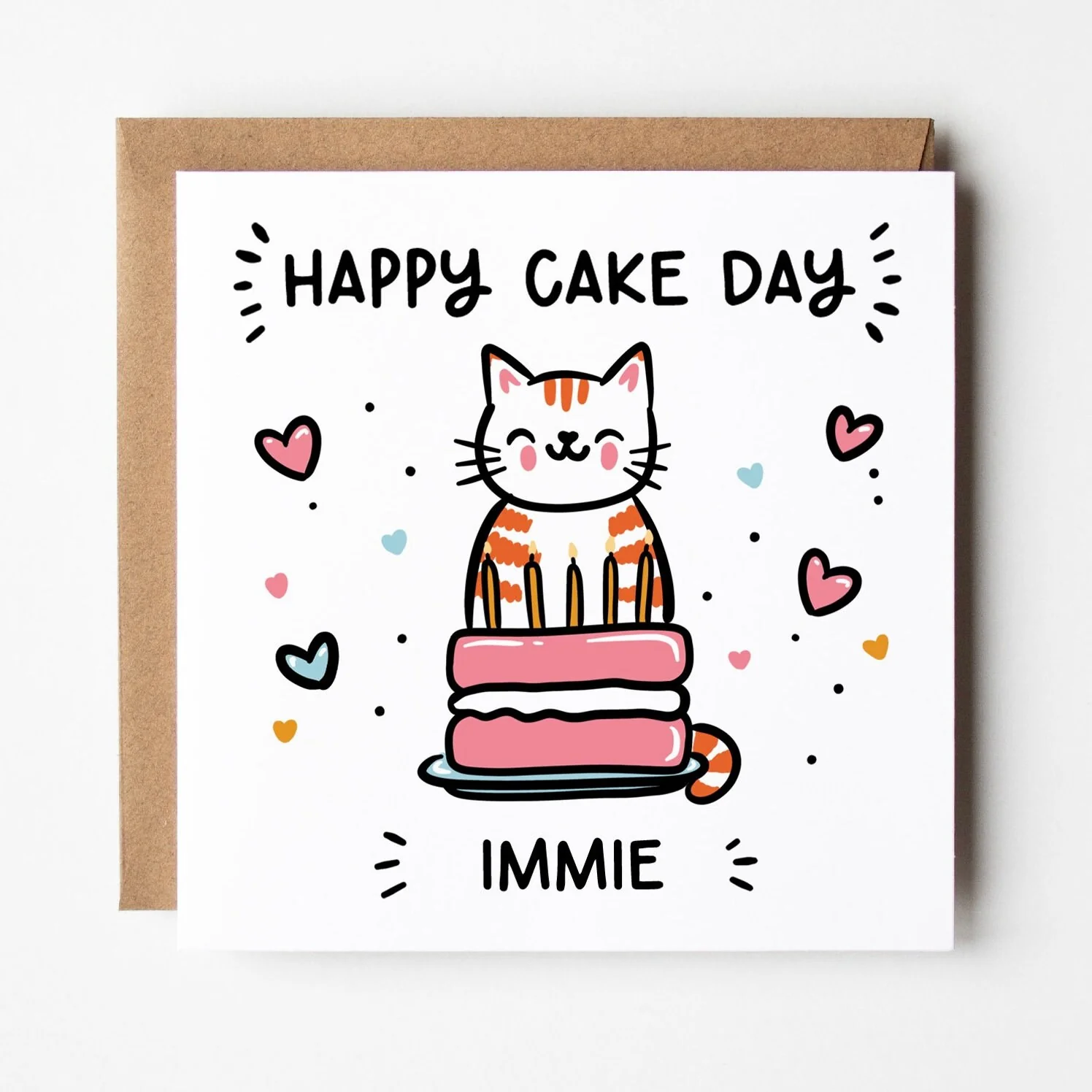 Happy Cake Day Cat Birthday Card ? Personalised Cat Card ? Cat Lovers Card ?