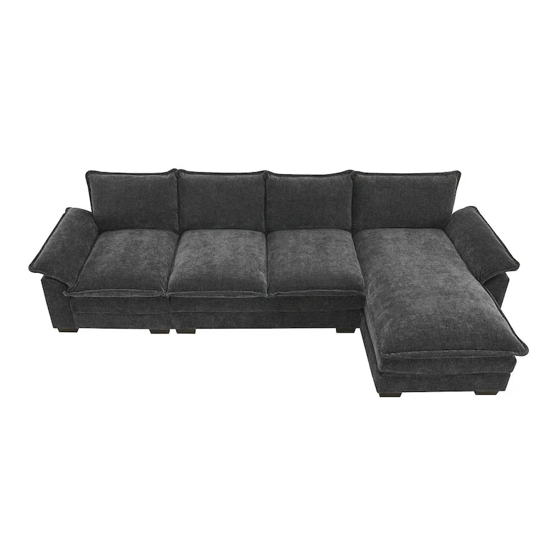 Modern 5-Seat L-Shaped Cloud Sleeper Sofa Couch with Chaise Lounge with Double Seat Cushions