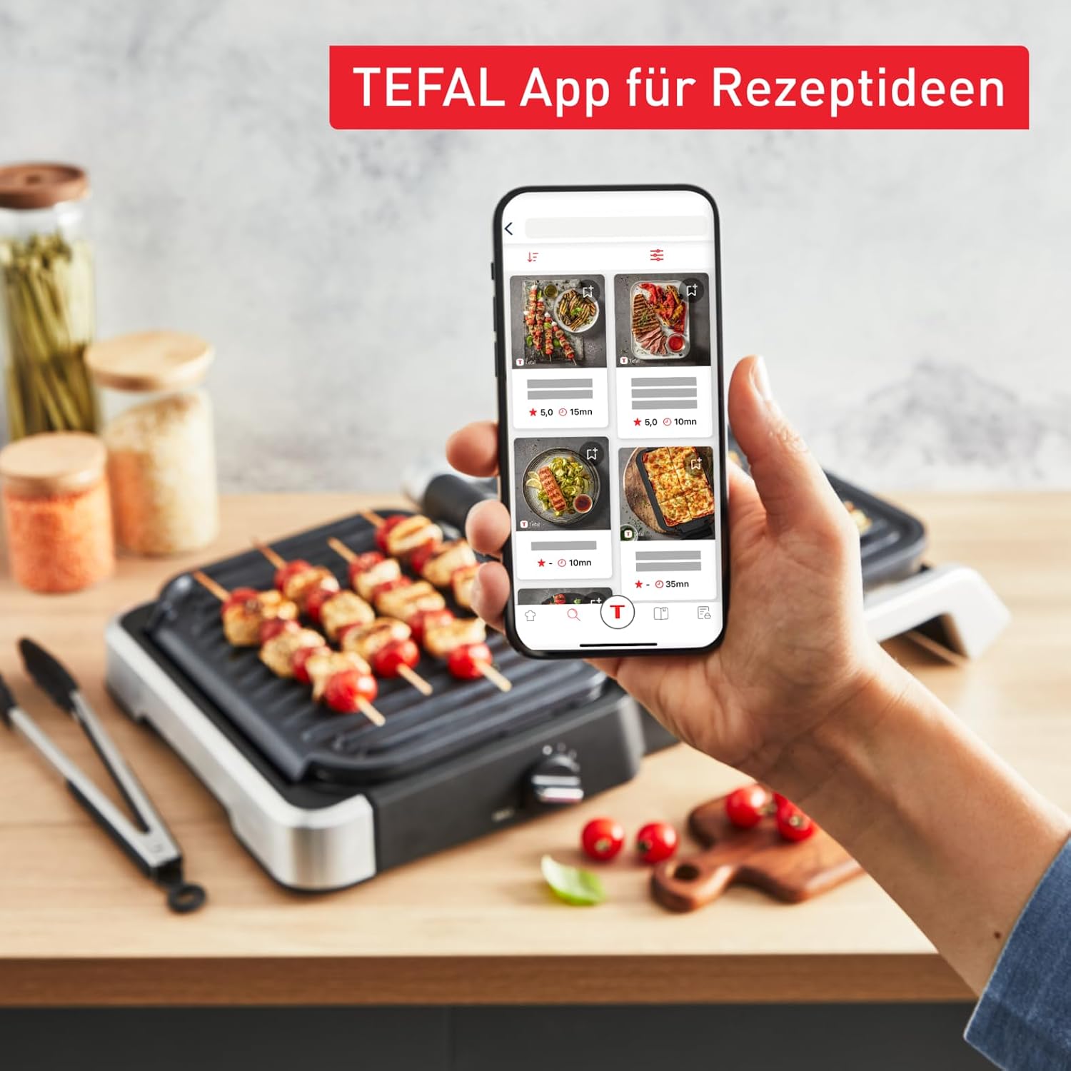 Tefal OptiGrill 4in1 Kontaktgrill mit Backschale, Aufklappbar, Tischgrill, 9 automatische Programme, Garstufenanzeige, spülmaschinengeeignete Teile, Elektrogrill, Backofen, GC776D10