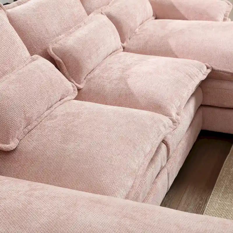U-Shaped Chenille Sectional Sofa - Reversible Modular Seating