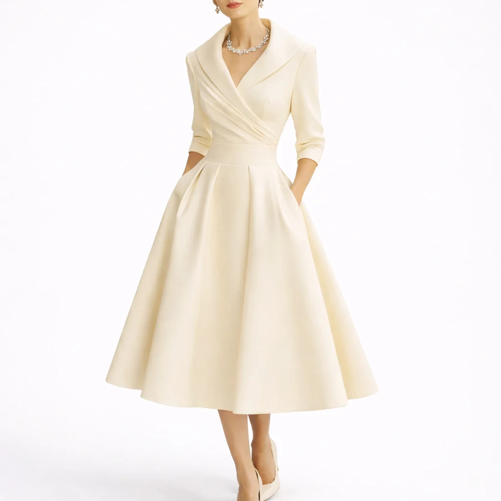 Women��s Midi Dress Elegant A-Line Silhouette