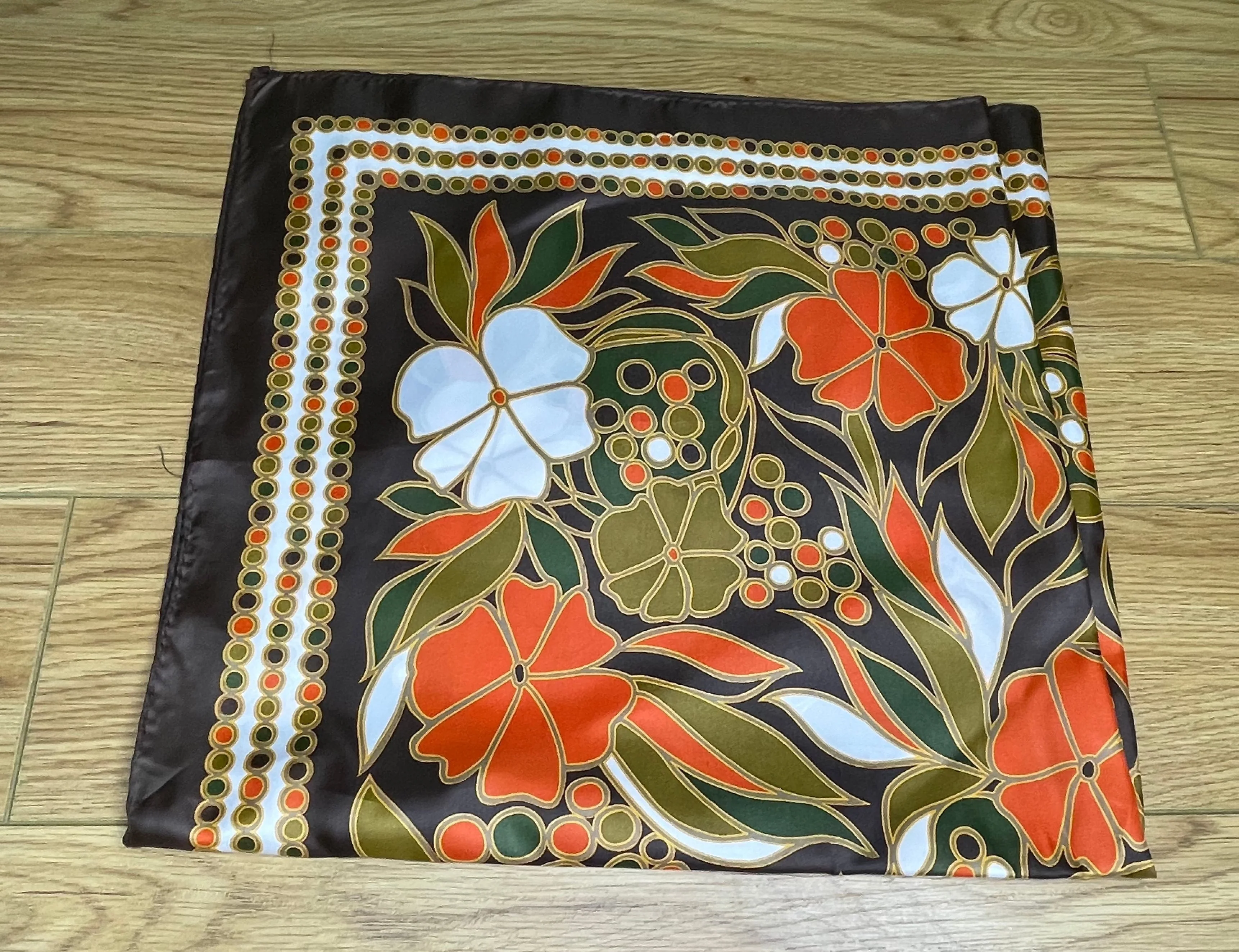 1960s Mid Century Modern Flower Scarf