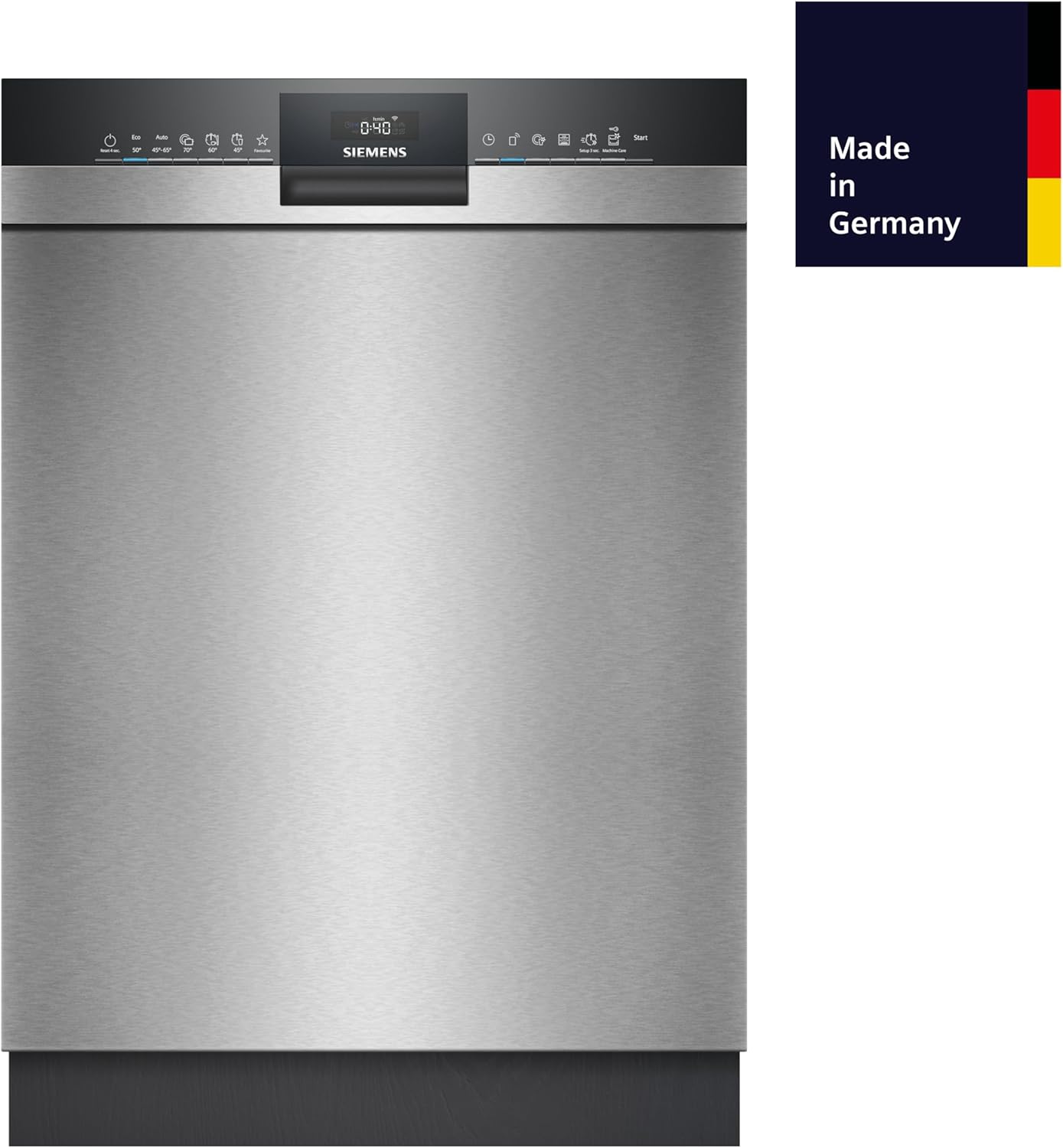 Siemens SN45YS00AE, iQ500 Smarter Geschirrspüler Unterbau, 60 cm breit, Made in Germany Besteckkorb, Edelstahl, Zeolith Trocken, extra leise, automatische Türöffnung, aquaStop, varioSpeed