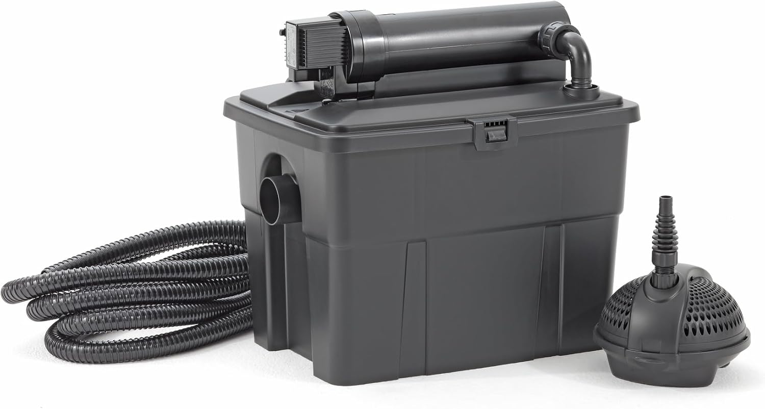 Pontec 50238 MultiClear Set 5000 - Komplettset aus Filterpumpe und Durchlauffilter , Durchlauffilterset, Mehrkammerfilter, Gartenteichfilter