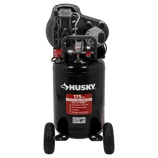 Husky 30-gallon compressor, 175 PSI, oil-lubricated belt drive, portable vertical electric air compressor C304H