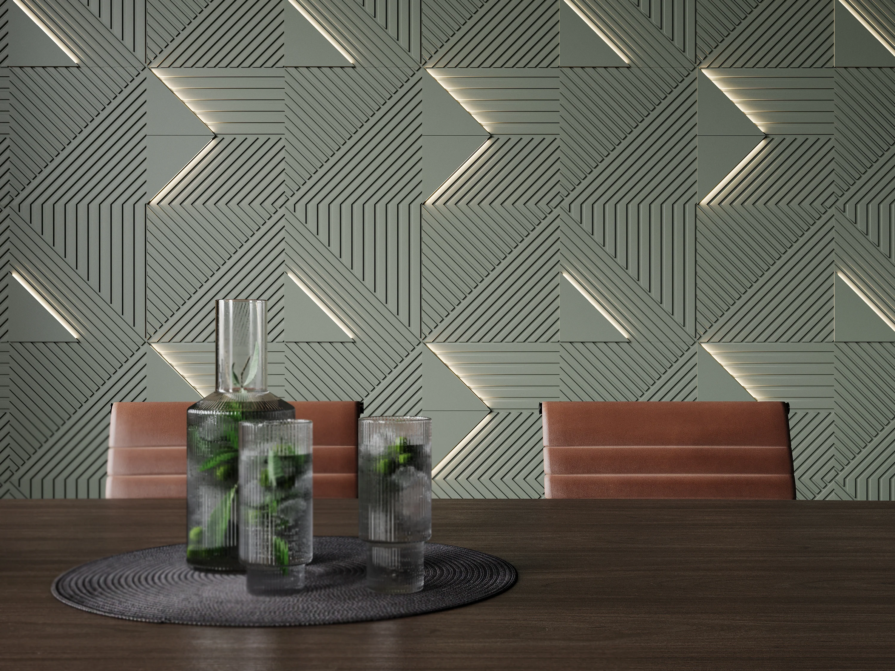 GYPSUM 3D WALL PANEL | TRINITY + LED 0021