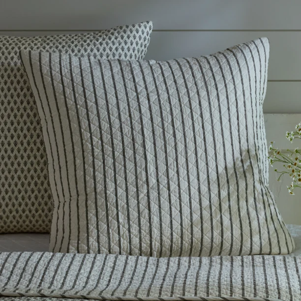 Mocha Brown Quilted Stripe Pillow Sham