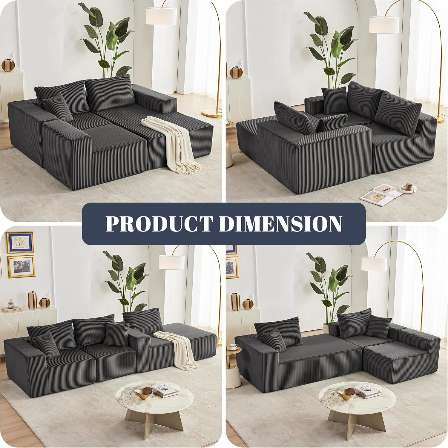 108 Modular Sectional Sofa Cloud Sectional Couch Modern Modular L-Shape Sofa Couch