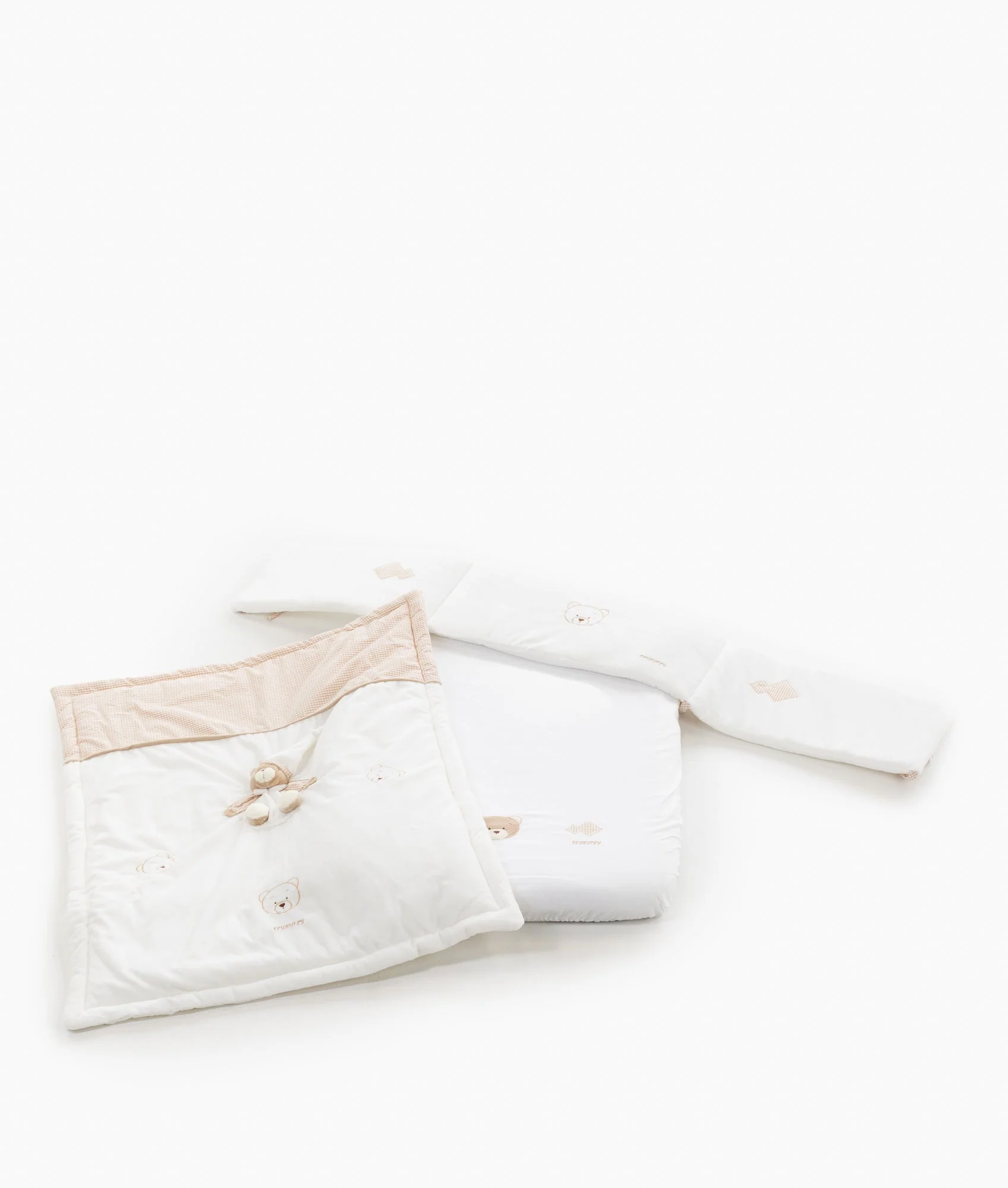3pc Bassinet Bedding Set | White & Beige