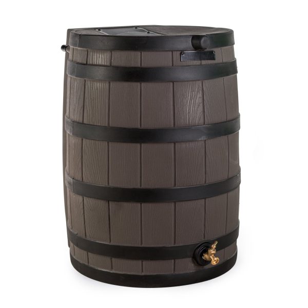 50 Gallon Rain Barrel with Darkened Ribs   Oak