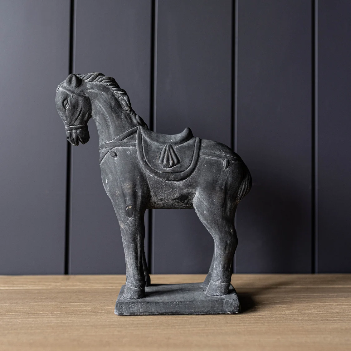 Noble Black Cement Horse Statue