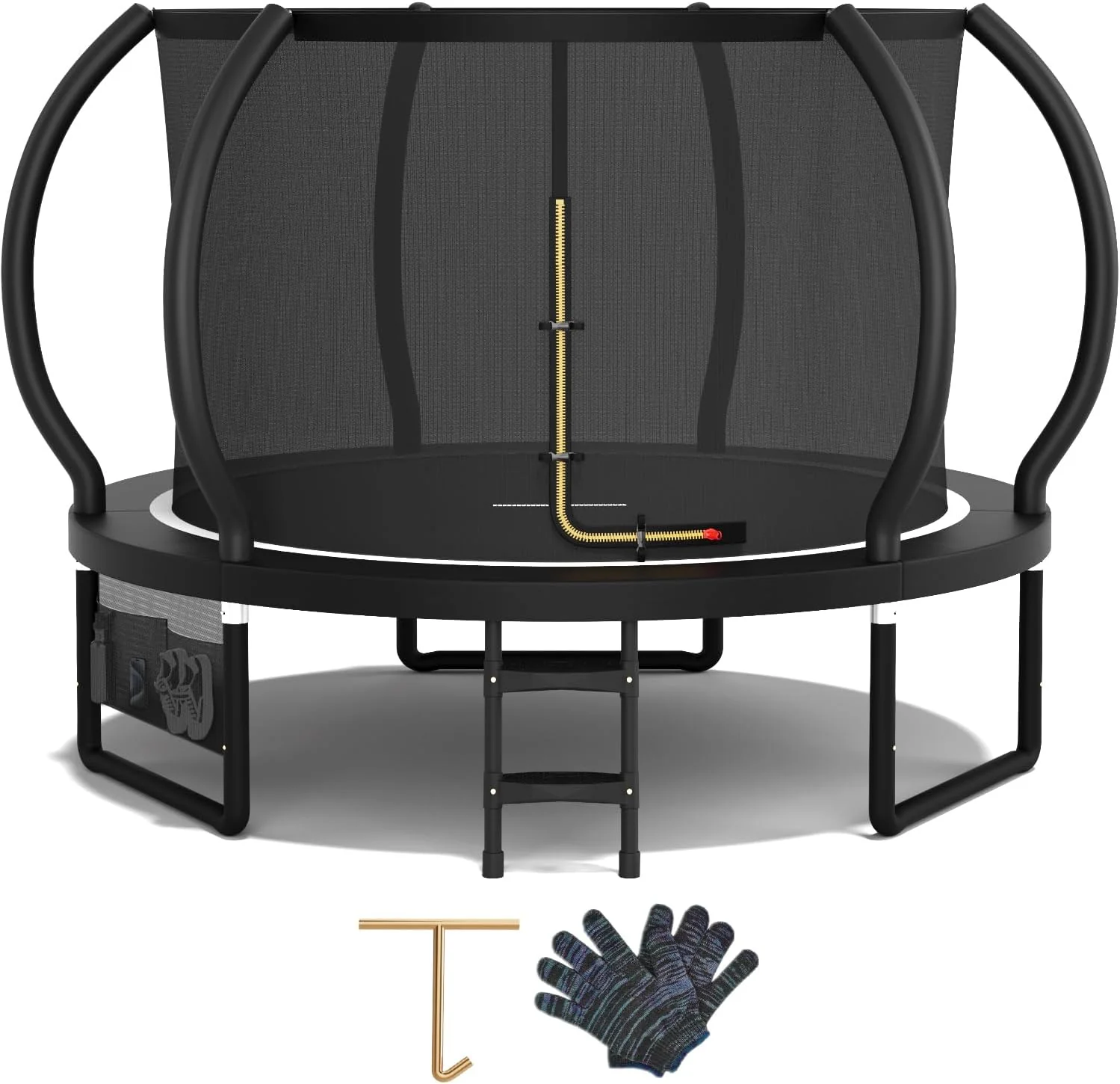 Devoko Cama Elástica Exterior para Niños Ø 228/305/366/427 cm, Trampolín Exterior de Jardín Calabaza Certificado GS con Red Seguridad, Escalera, Capacidad 150 kg