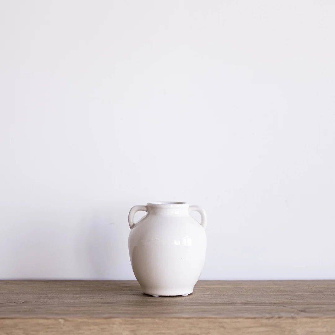 Ceramic Cream 2 Handle Vase