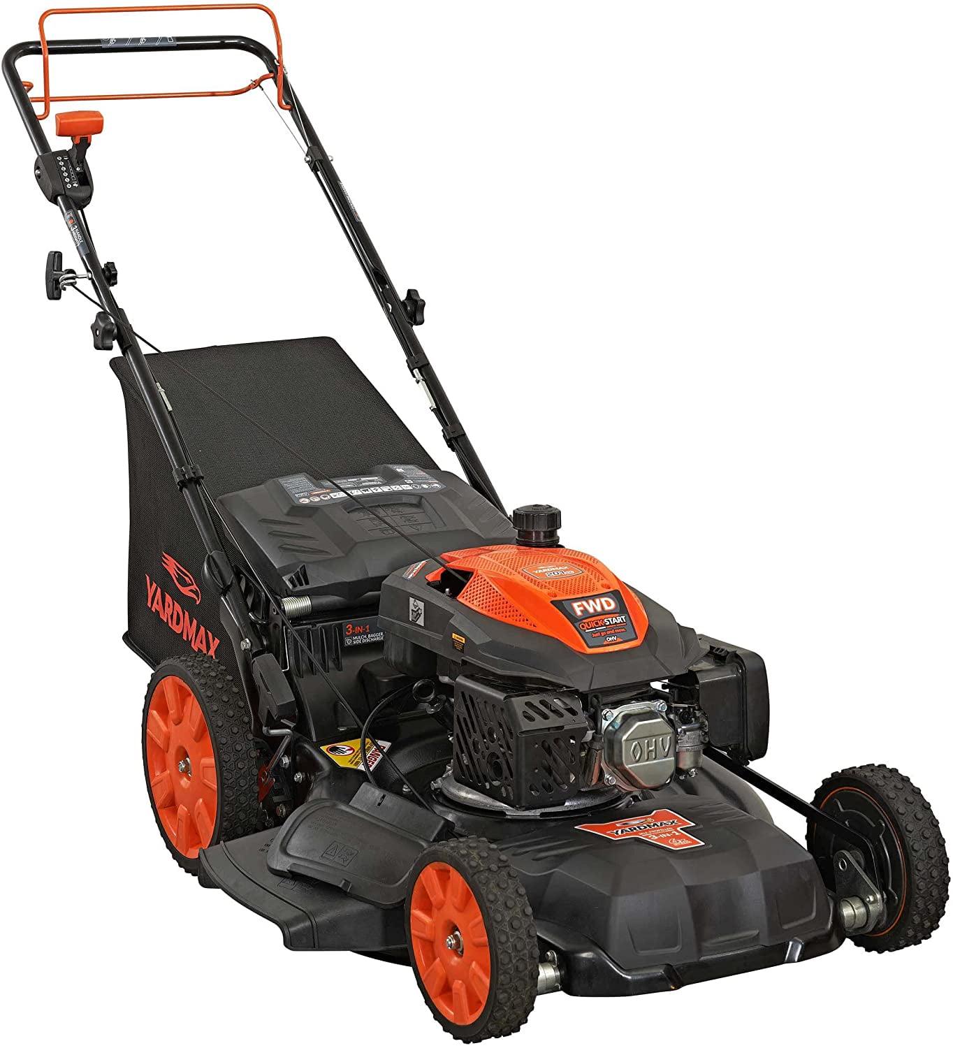 Rasaerba semovente a benzina 3 in 1 con trazione anteriore, SELECT PACE, 6 velocità CVT, ruote alte, 22 pollici, 201 cc, Yard Max