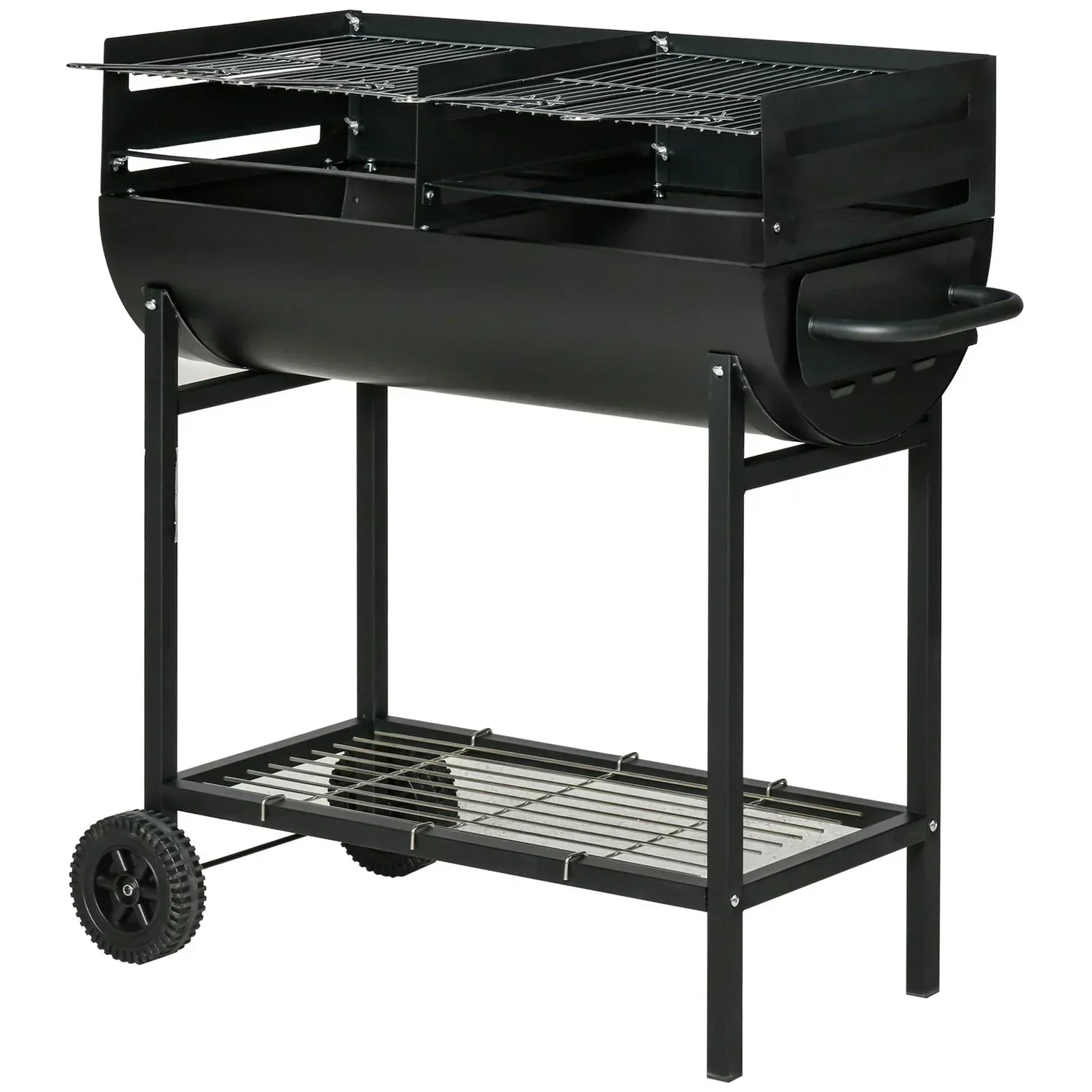 Barbacoa De Carbón De Metal 90x45x96 Cm-outsunny. Negro