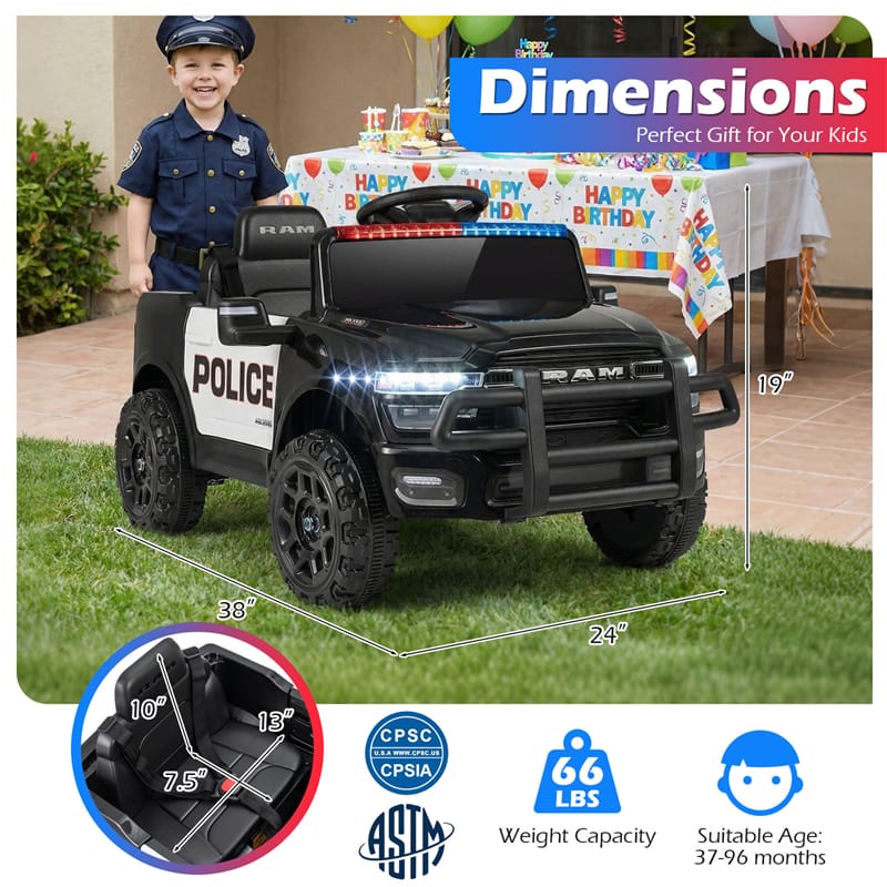 12V Kids Ride-On Truck Car Licensed RAM 3500 Electric Vehicle with Remote Control, Soft Start & LED Lights, Ride On Toy for Boys Girls Aged 3+
