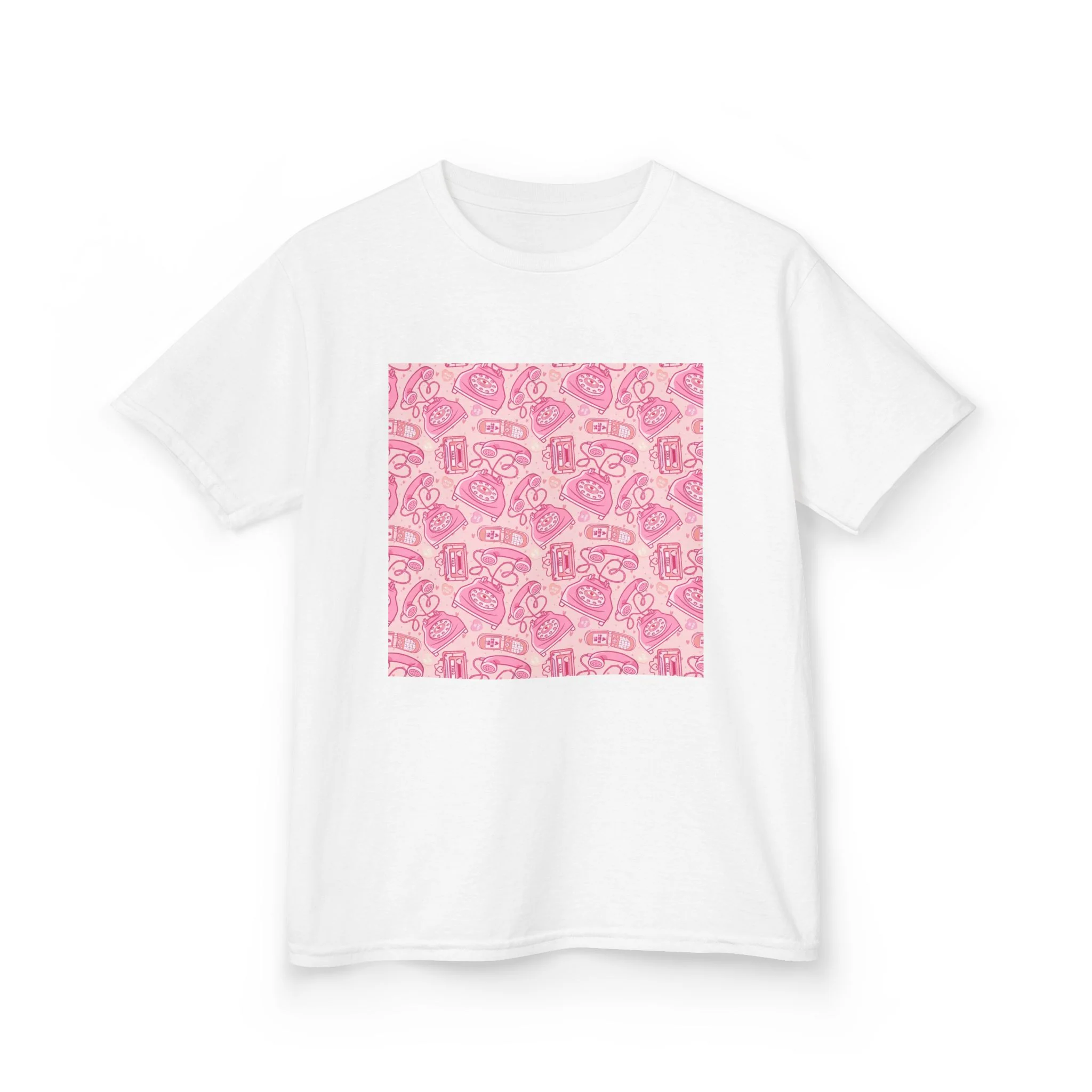 Pink Cute Animals Pattern Kids T-Shirt | Square Graphic Tee