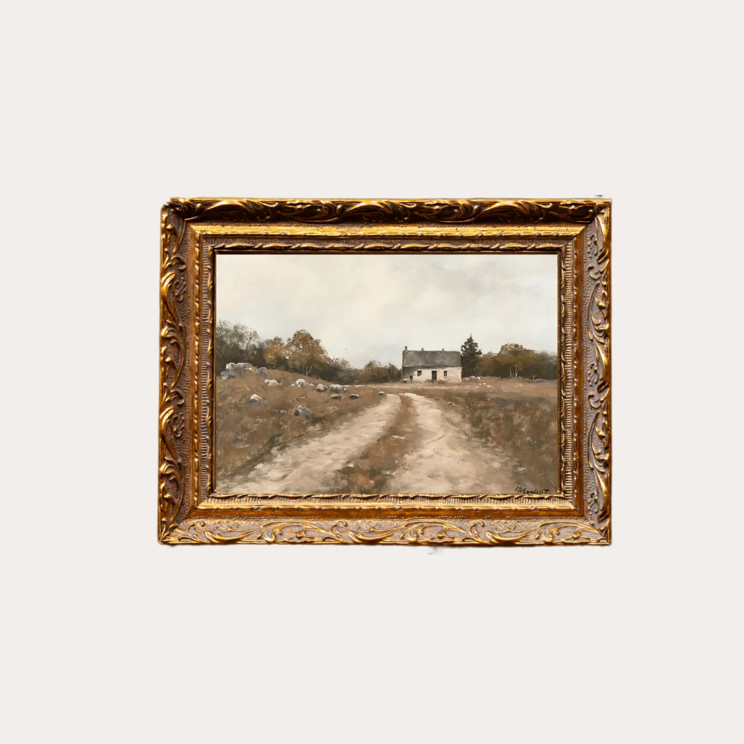 Vintage Farm House | French Brass Inspired Gold Mould Framed Art