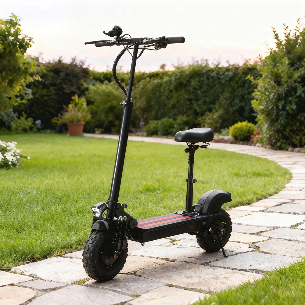 Terepjáró elektromos roller 2000W-os motorokkal és 11 hüvelykes vákuumgumikkal, 4 üzemmód, fekete