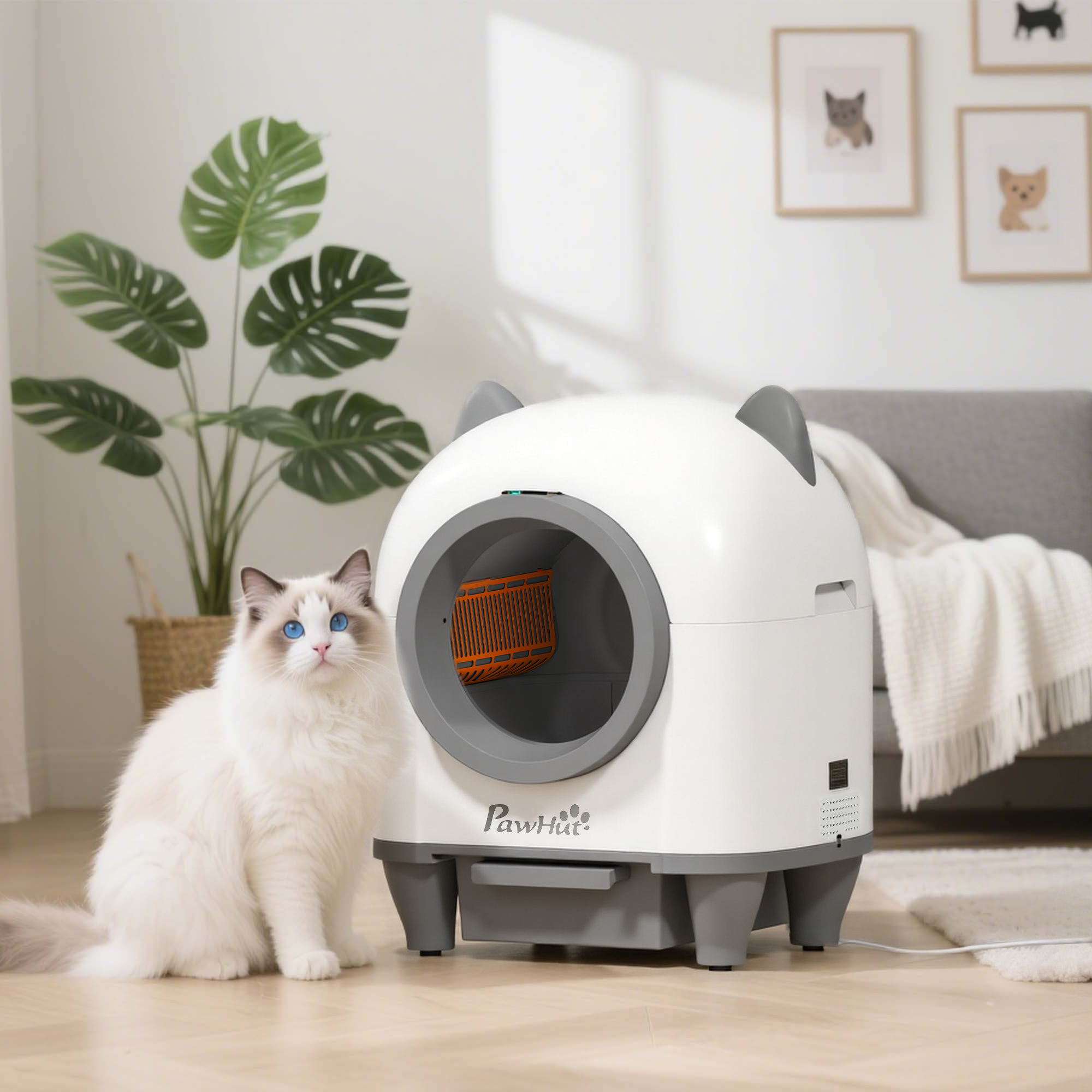 PawHut Zelfreinigende Kattenbak met App-besturing 80 L Geurbestrijding voor Meerdere Katten