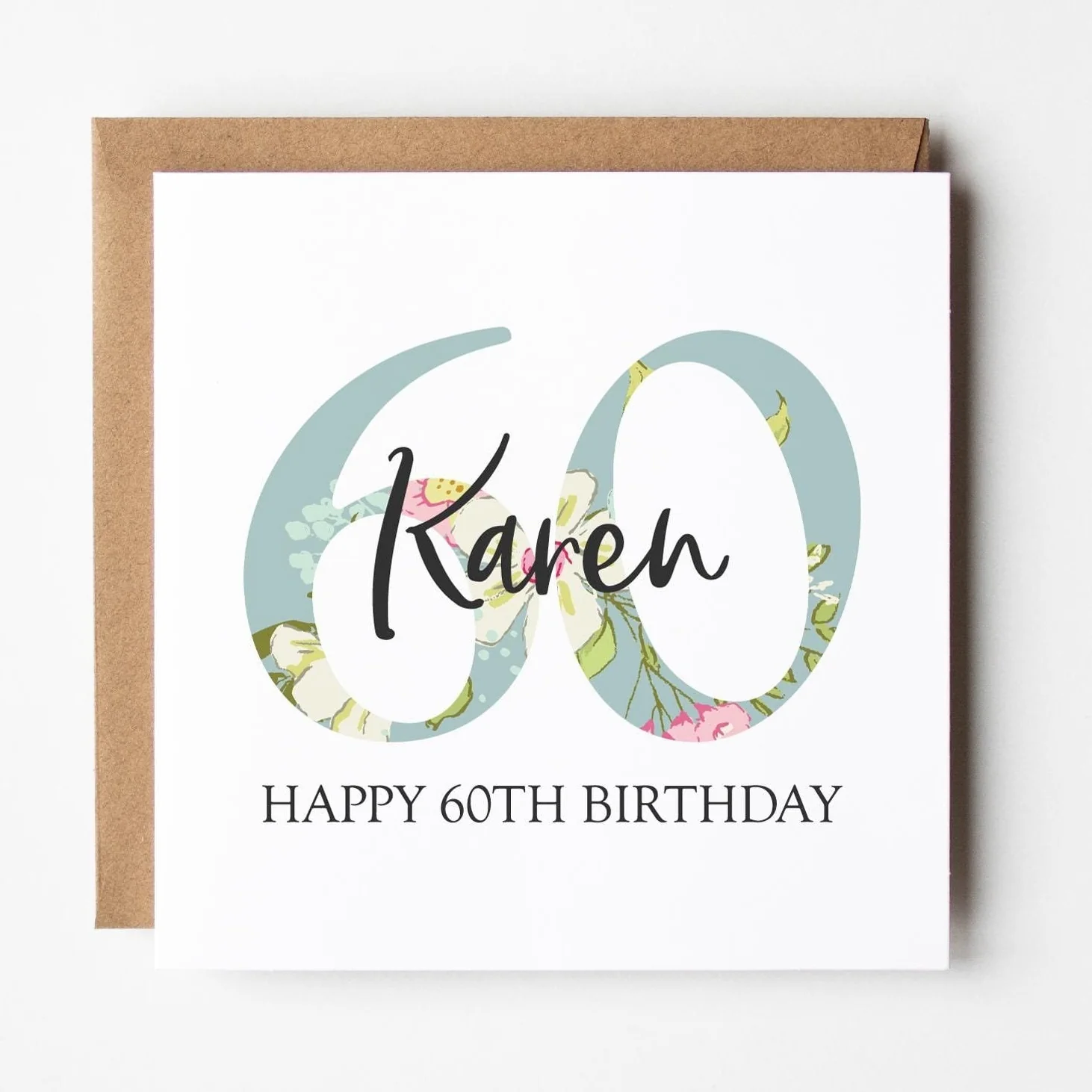 60th Birthday Card a?�� Personalised 60th Birthday Card for Her a?�� Daughter a?�� Friend a?�� Auntie a?�� Cousin a?�� Sister a?�� Floral 60th Card