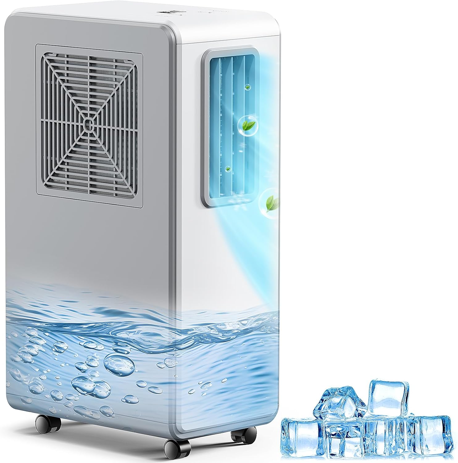 4-in-1 Mobile Klimaanlage& Luftkühler, Klimageräte Luftentfeuchter Belüftung, 24 Timer leise Perfekt für Schlafzimmer und Büro Küche (Reinweiß)