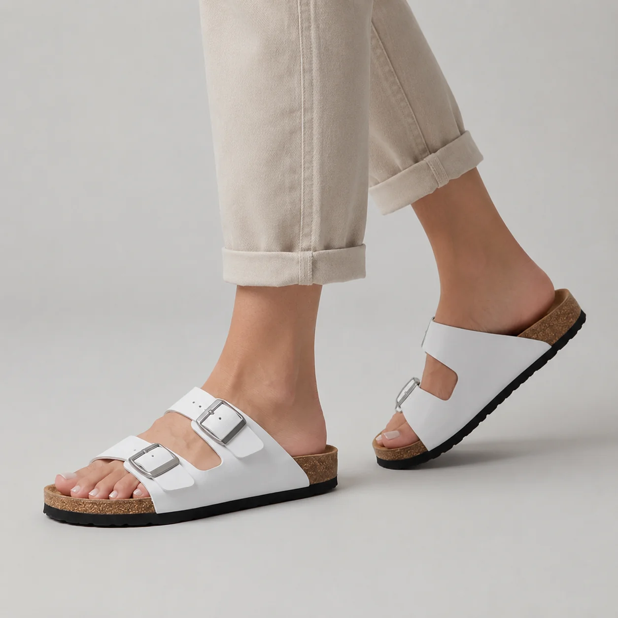 Unisex Double-Strap Sandals Adjustable Buckle Design