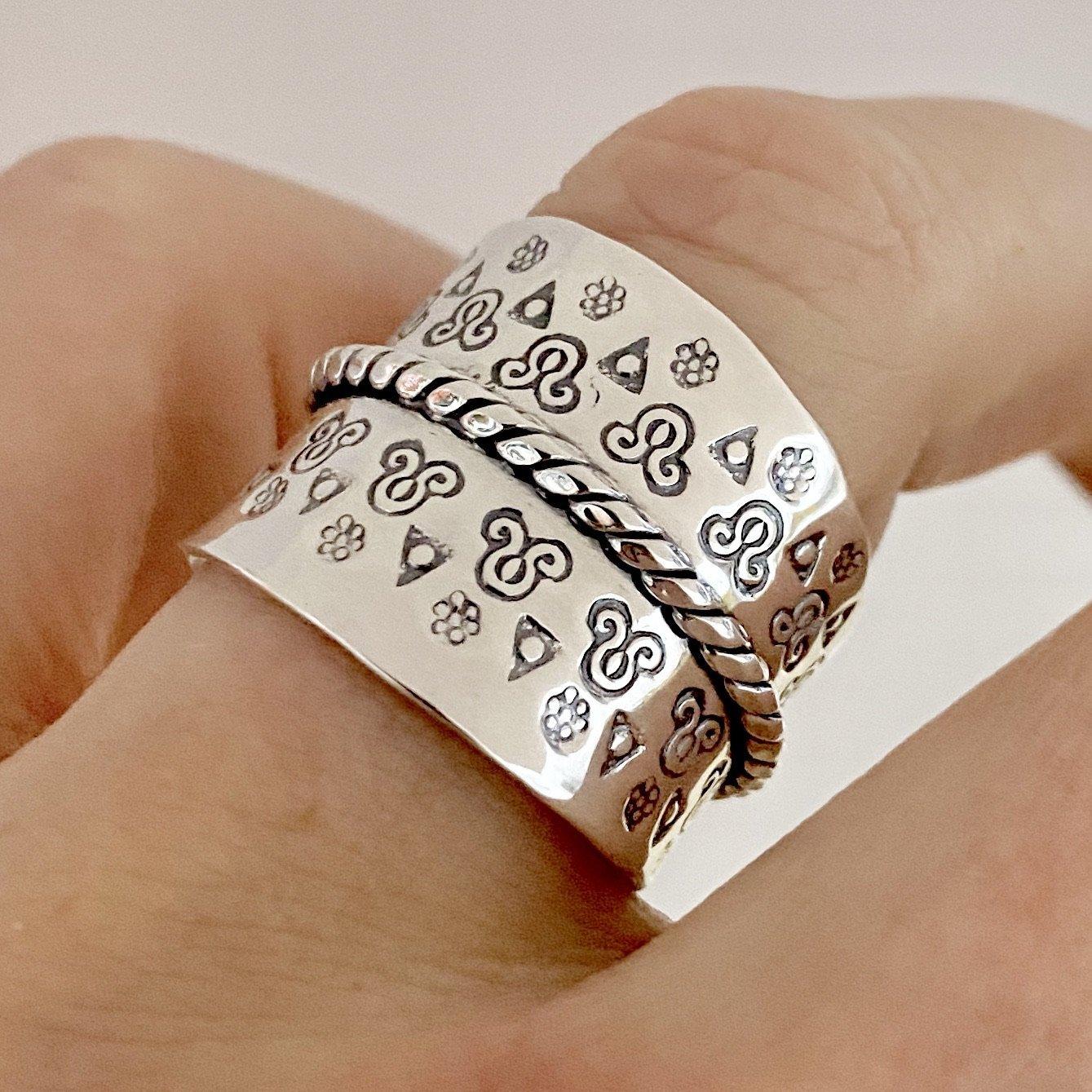 Laihas Twisted Rope Cuff Sterling Silver Boho Ring