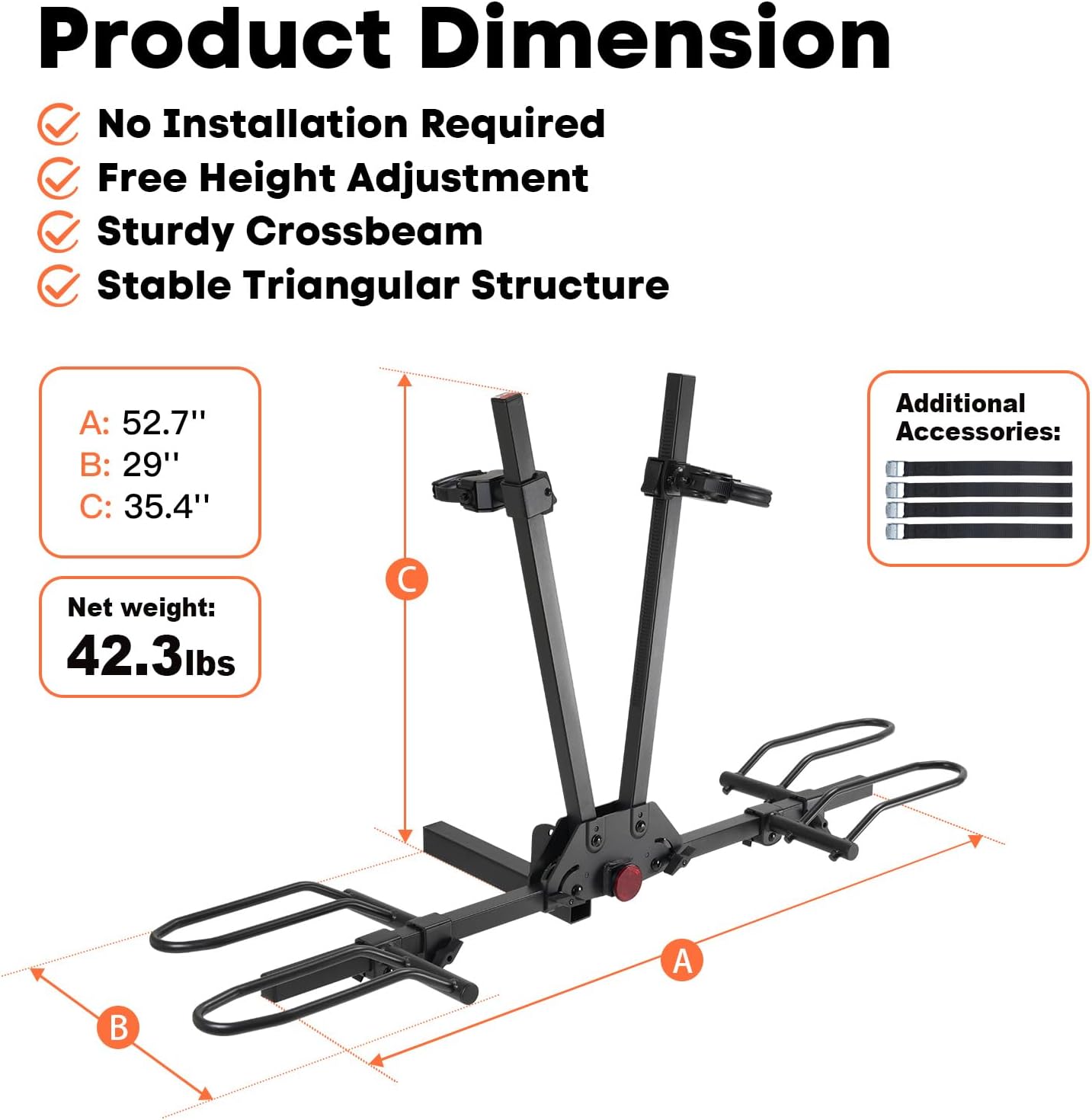 Cyberrack E2 Hitch Ebike Rack with Ramp, 200 Lbs Capacity