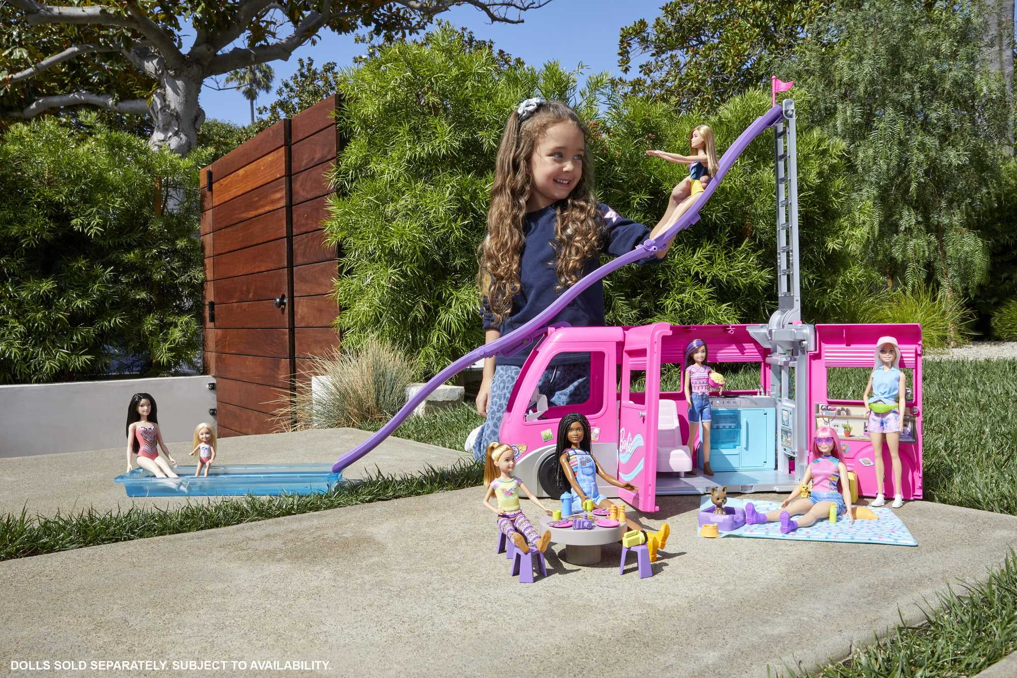 Barbie Dream Camper Van Playset with Pets, Pool & Slide – 60+ Accessories for Ages 3+