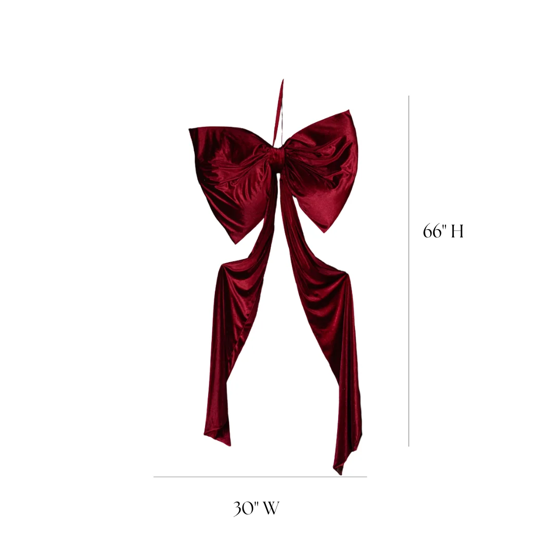 Oversized Velvet Bow Deep Red