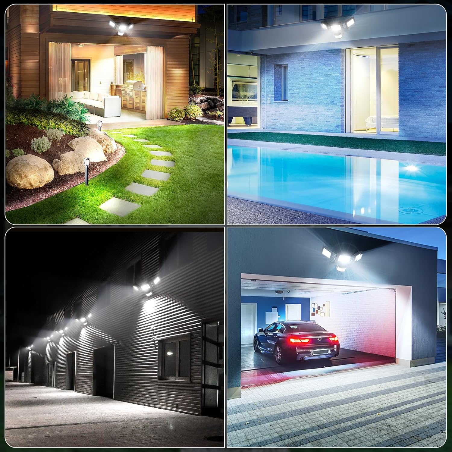 LED Strahler mit Bewegungsmelder 50W, 5000LM Fluter Flutlicht Scheinwerfer, 6500K Kaltweiß Flutlichtstrahler, IP65 Wasserdicht Außen-Sicherheitsbeleuchtung für Garten Garage Hof Wand,10Stück