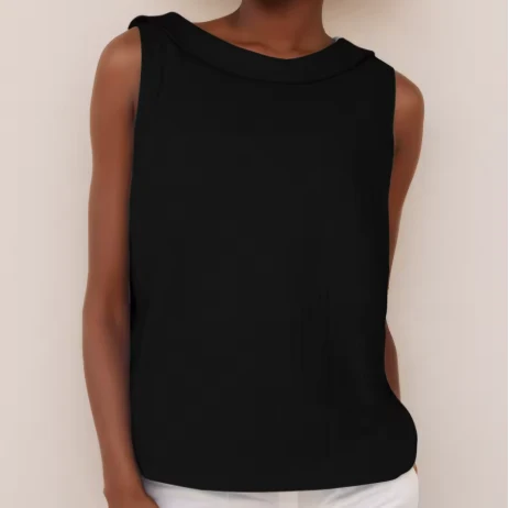 Women��s Sleeveless Tank Top Soft Roll Collar Summer Style