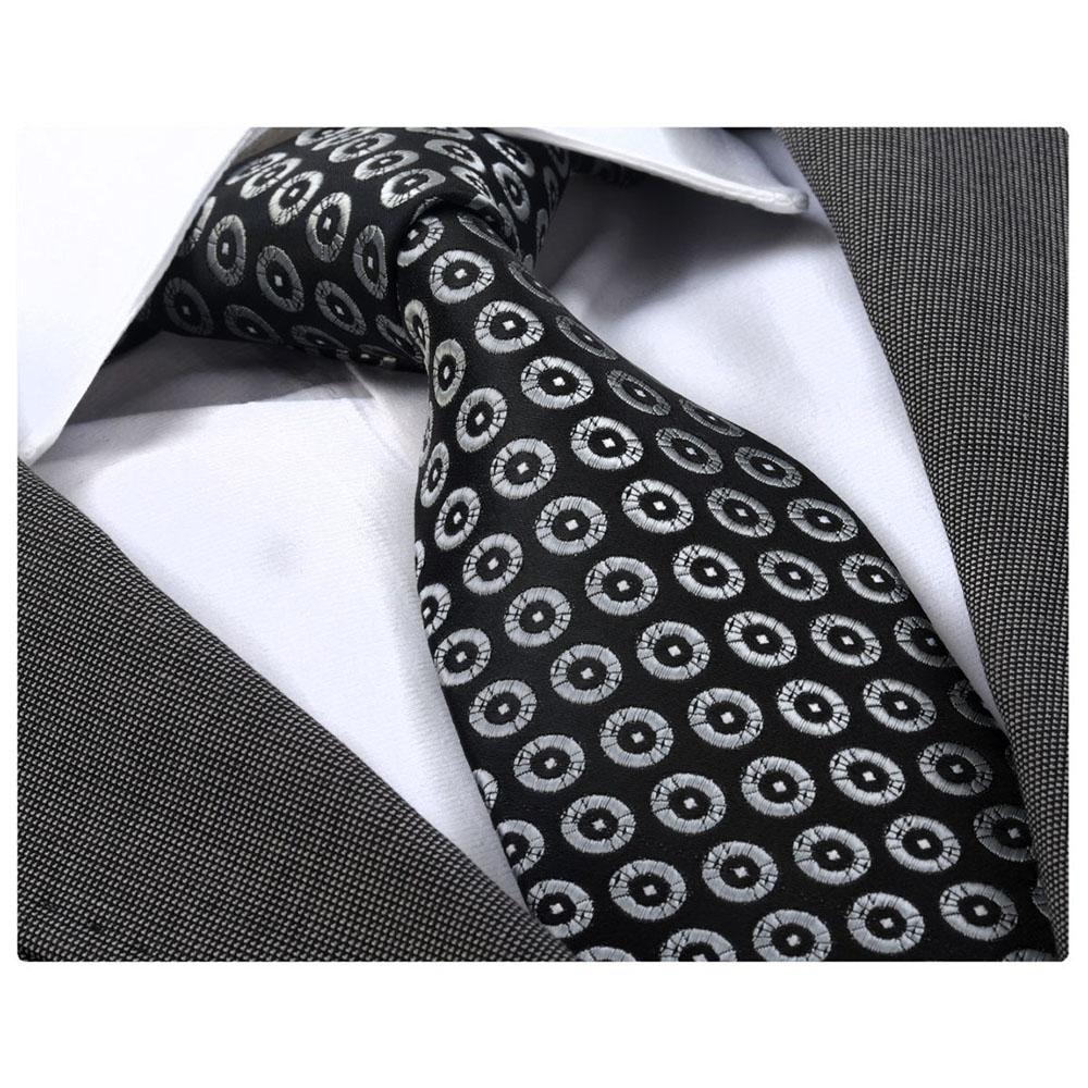 Black Gray Circles, Men's Premium Neck Tie