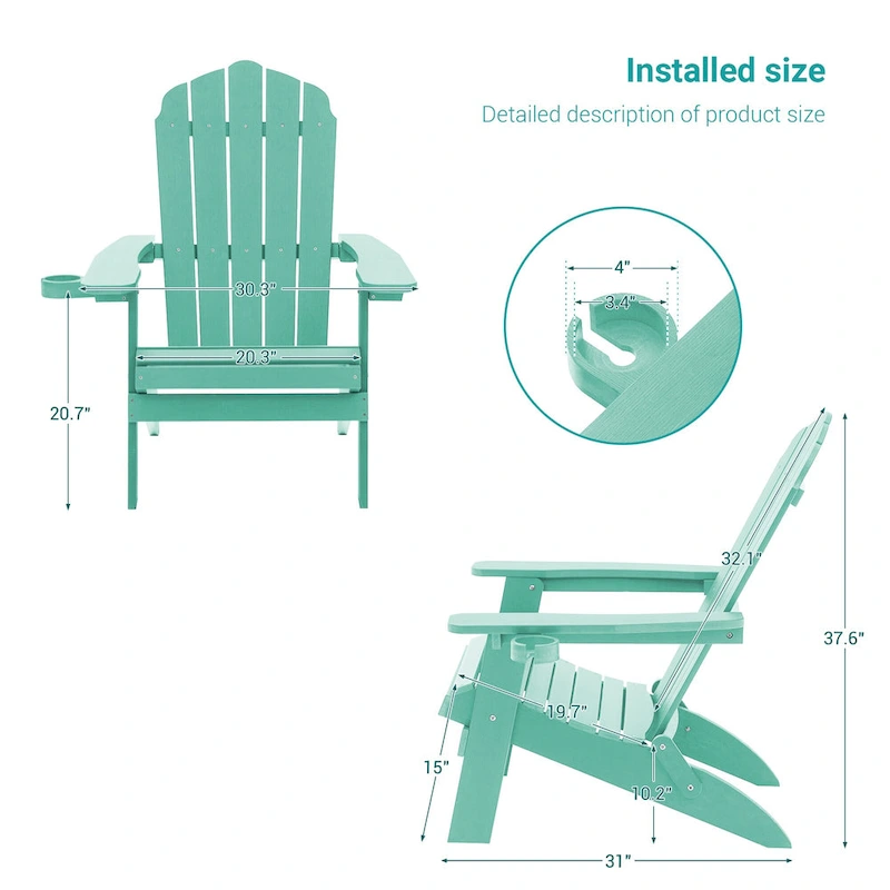 Bonosuki Set of 2 Folding Adirondack Chair Patio Fire Pit Chair