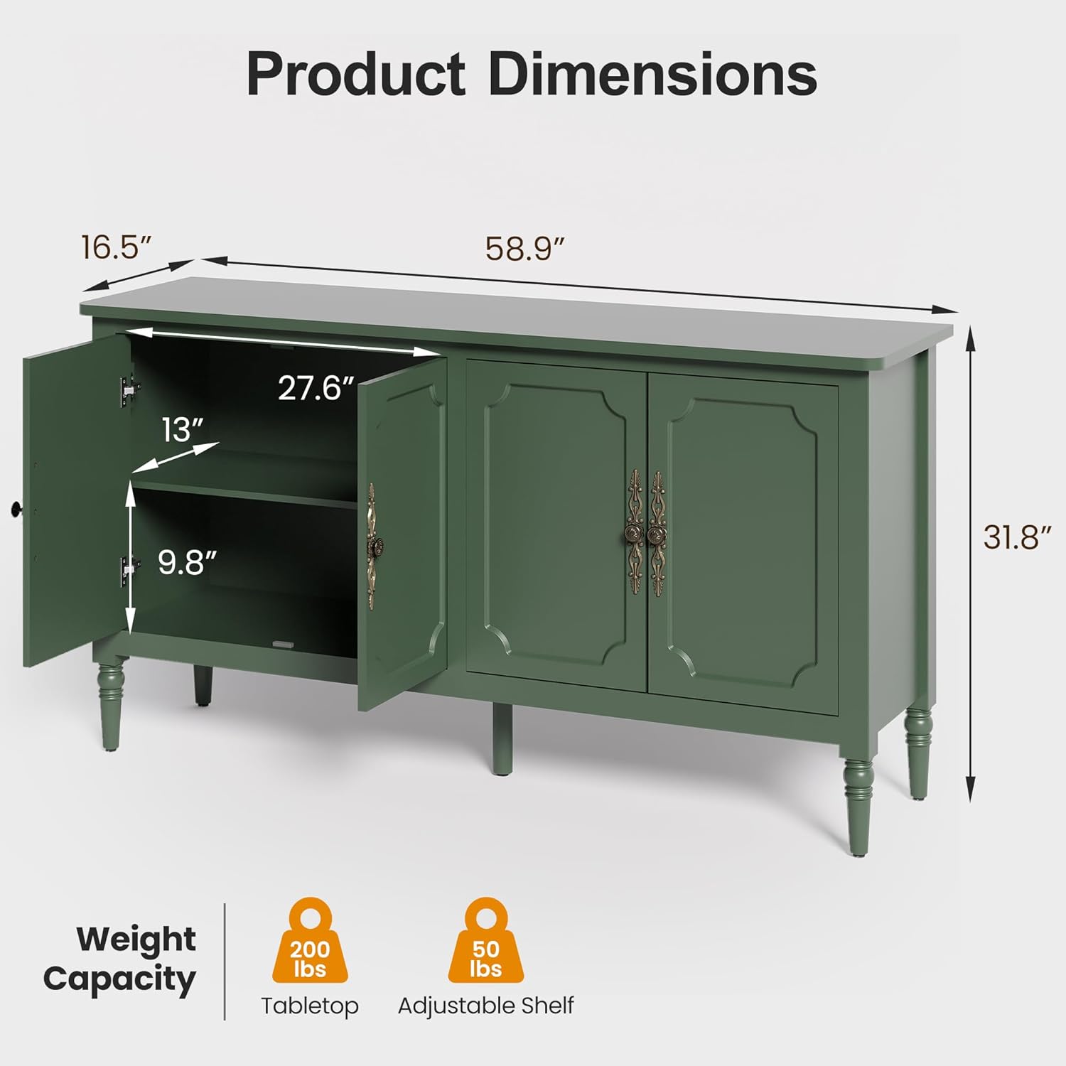 RoyalCraft Buffet Cabinet with Storage, 59