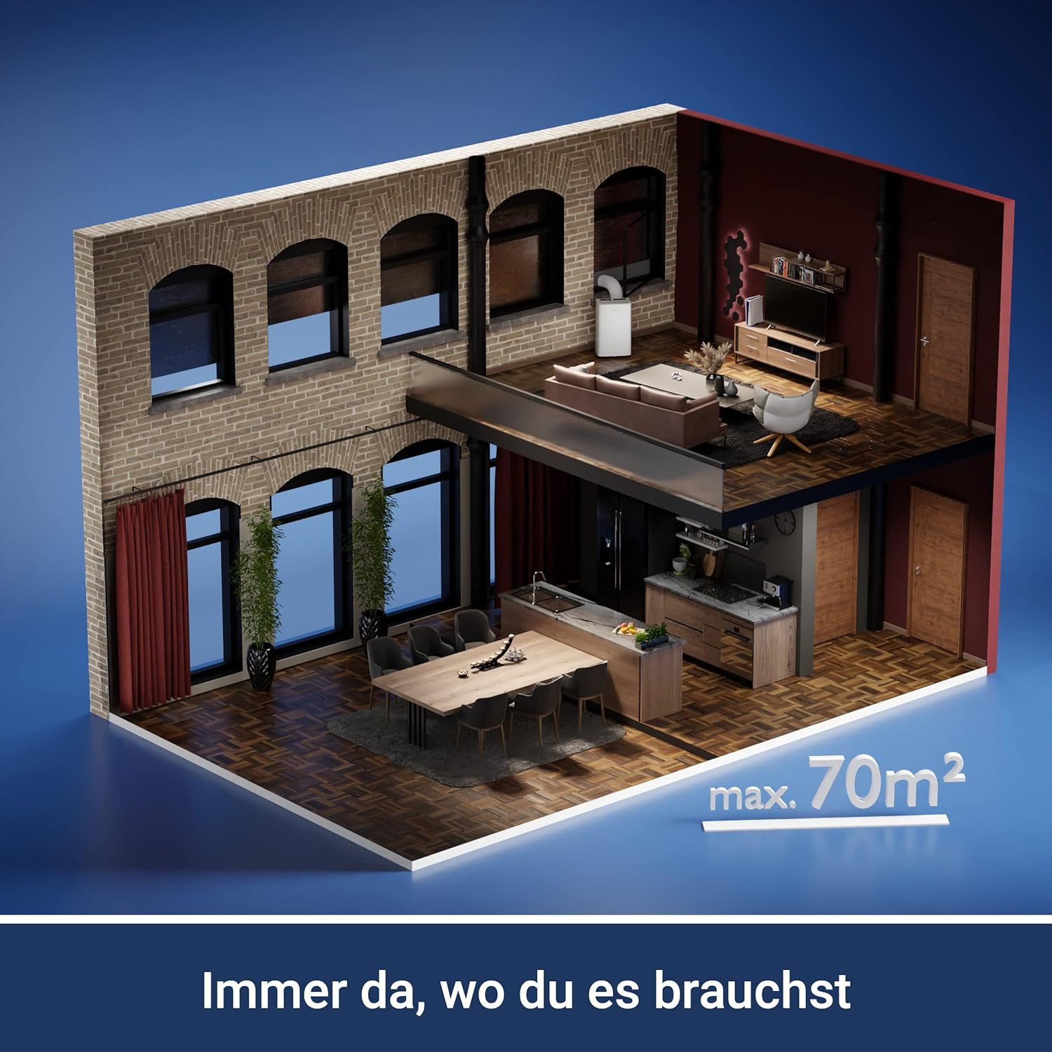 SUNTEC Mobiles Klimagerät Impuls 2.6 Eco R290 – Klimaanlage mobil und leise mit Abluftschlauch – Kühler & Entfeuchter für Räume bis 34 qm – Mobile Kühlung für Wohnung & Büro – 9.000 BTU | 2600 Watt
